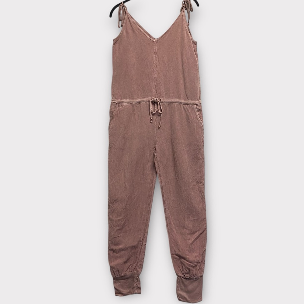Young Fabulous & Broke YFB Womens Jumpsuit XS Linen Blend Tapered Leg Dusty Rose